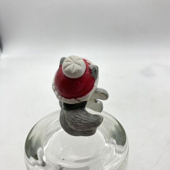 Vintage Christmas Cat Candle Hugger Climber Kitty in Santa Hat Ceramic Cat Lady - Picture 4 of 8